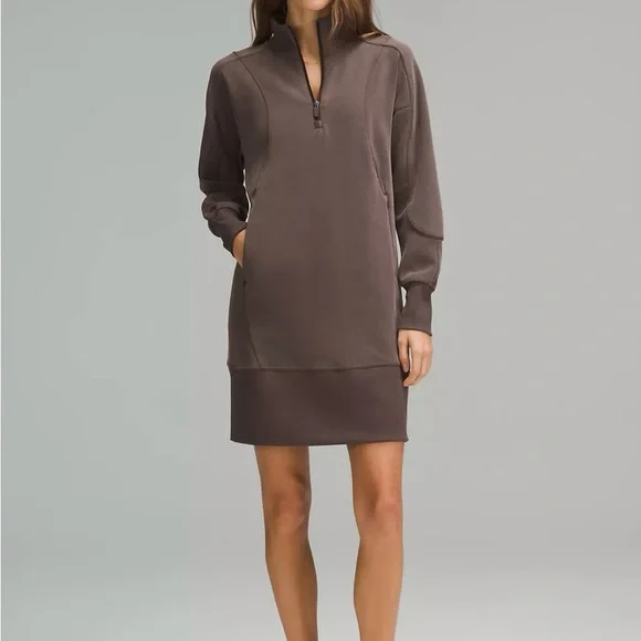Lululemon Softstreme Long-Sleeve Half-Zip Dress in black, size 10 - Picture 3 of 8
